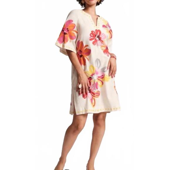 NEW FRANCES VALENTINE charming mini caftan in floral